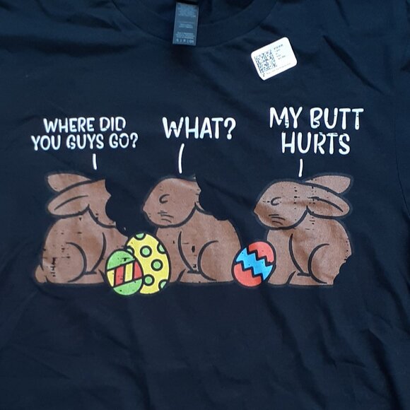 Funny Chocolate Rabbit Easter Shirt - New Small Black T-Shirt - Picture 2 of 4